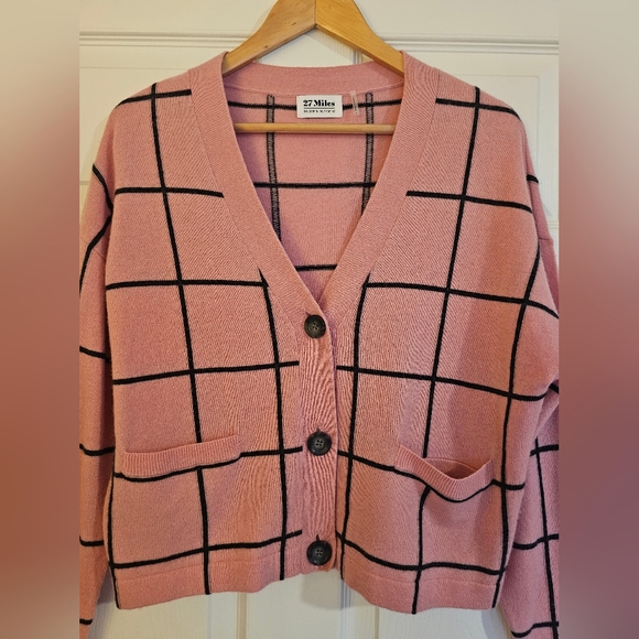 27 Miles Windowpane Cardigan Size Small - Picture 3 of 6